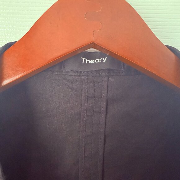 Theory Black Linen Blend Open Blazer Size 6 can fit an 8 Business Casual - Picture 4 of 6